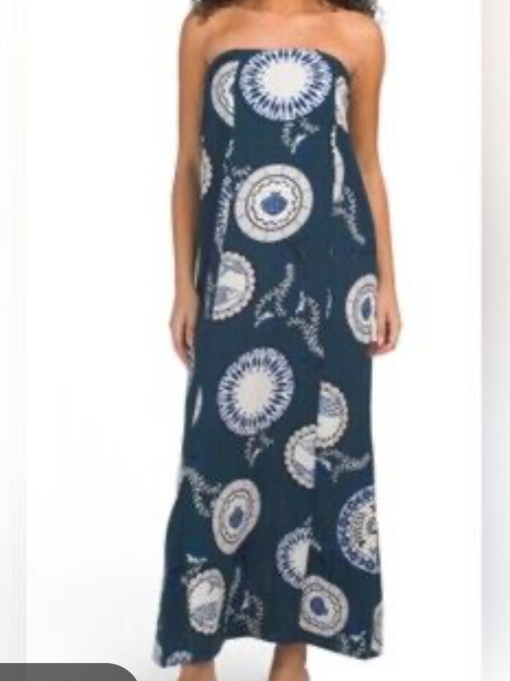 White Closet Maxi Dress Blue Coastal Print NWT Size XL